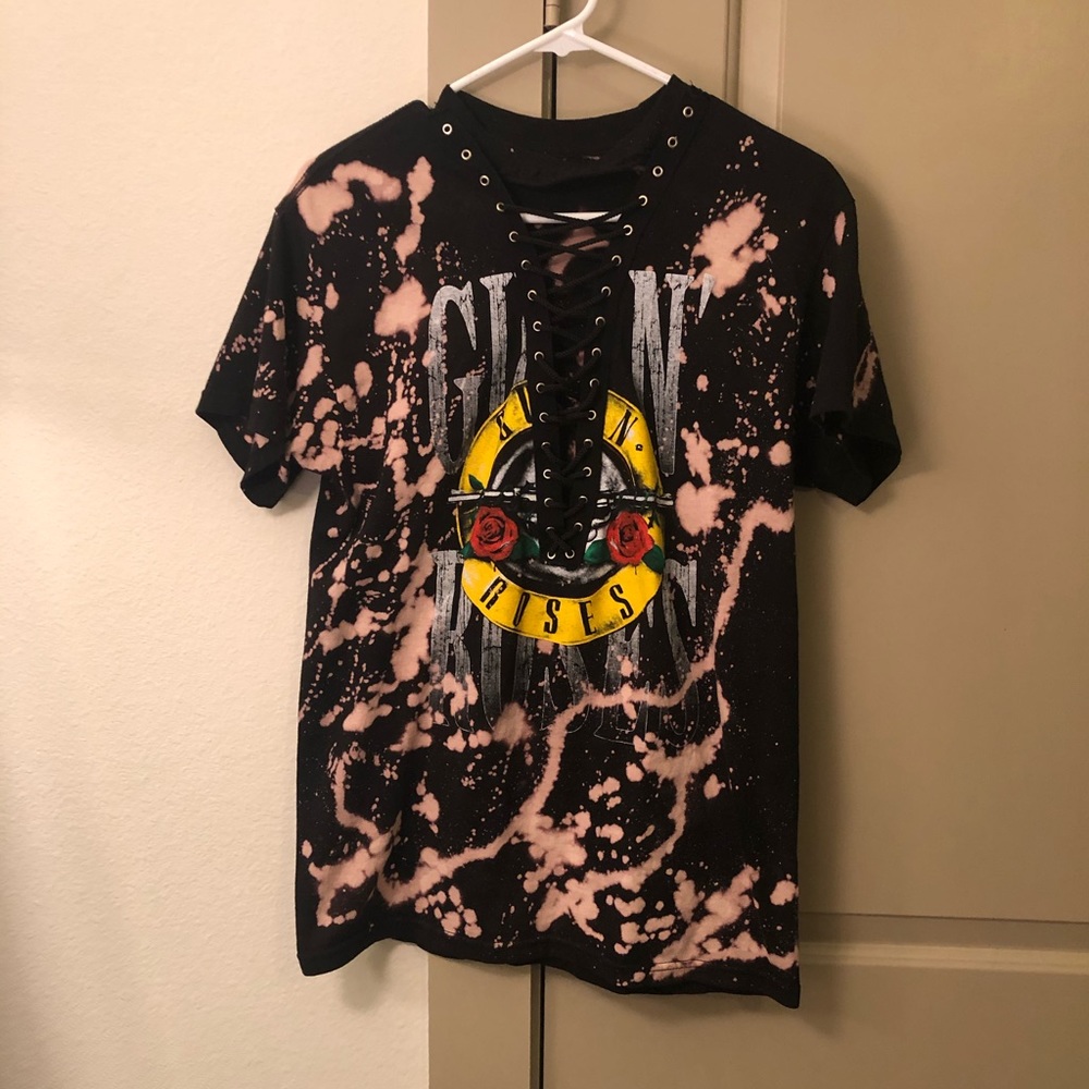 Custom Made Guns and Roses Distressed Shirt.